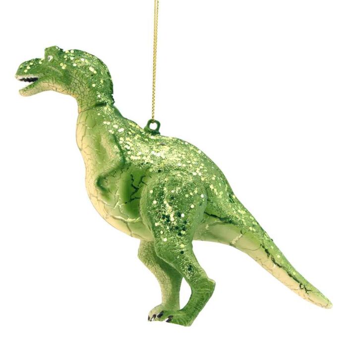 Gisela Graham Green Glass Dinosaur Decoration-2